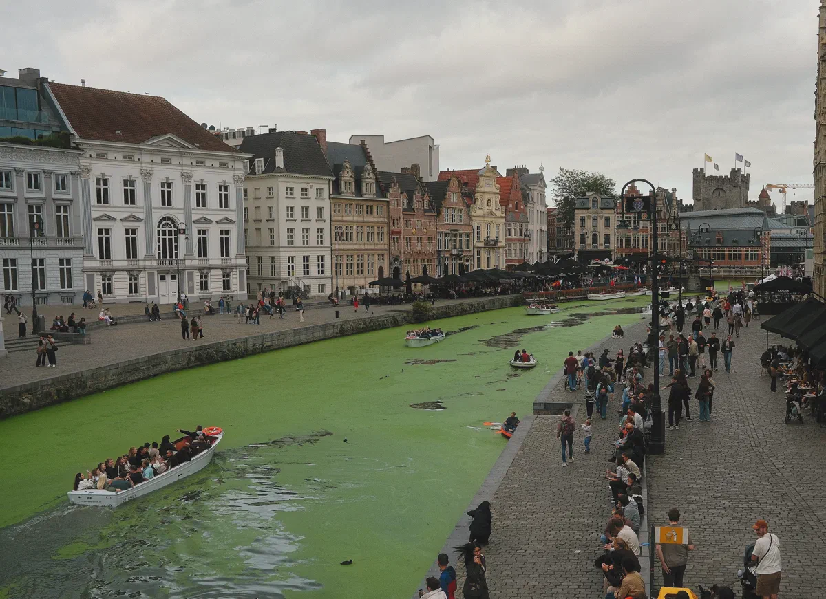 The Graslei was Ghent's medieval harbour. These days it's tour boats and people sitting along the quay.
