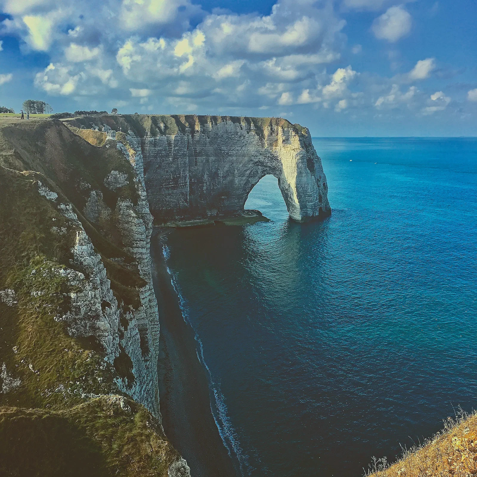 The chalk arch of Étretat over a blue-green sea