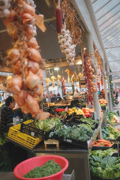 Mercado do Bolhão in Porto. The hotel I stayed at was just a few steps away, and I loved stopping by to see the fresh fruits and vegetables, the fish stalls, and just do a bit of people-watching. This is a traditional market that has existed since the mid-19th century, and it still feels like an essential part of daily life in the city.