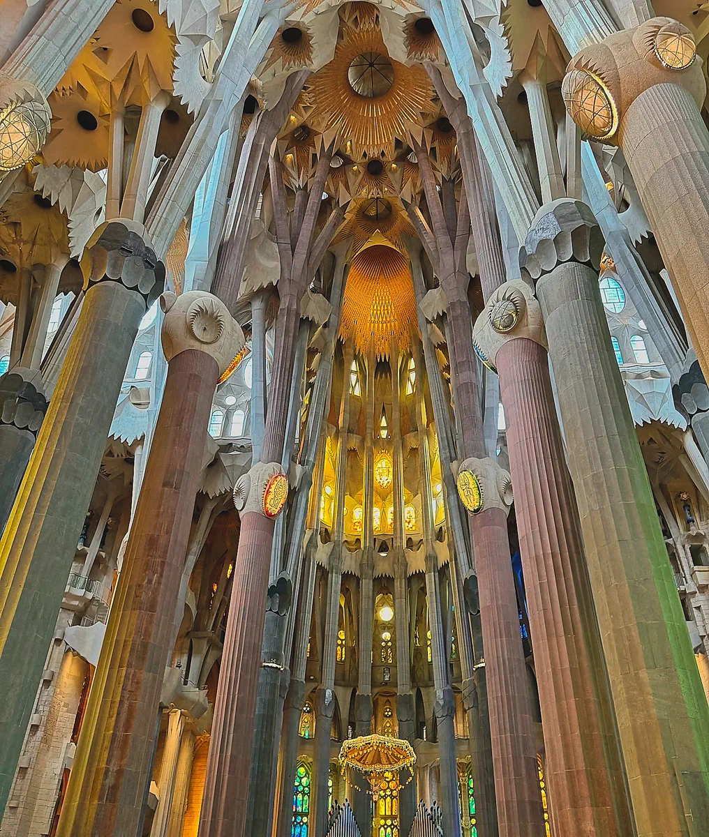 Gaudí shaped the Sagrada Família’s columns like branching trees, turning stone into a forest.
